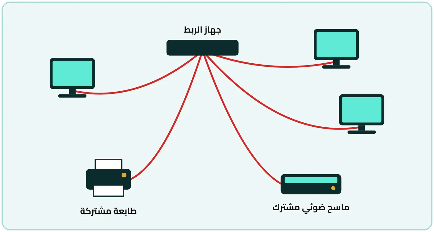 شكل ١-٤: المشاركة بموارد الشبكة